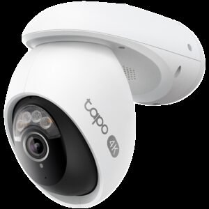 TP-Link Tapo C560WS Outdoor Pan/Tilt Security Wi-Fi Camera, 4K 8MP (3840x2160), 2.4G/5GHz, Bluetooth 5.0,1 x Ethernet Port, Face Recognition, Pan/Tilt, Starlight Color Night Vision, Smart AI Detection and Notifications (motion, people, pets, cars)